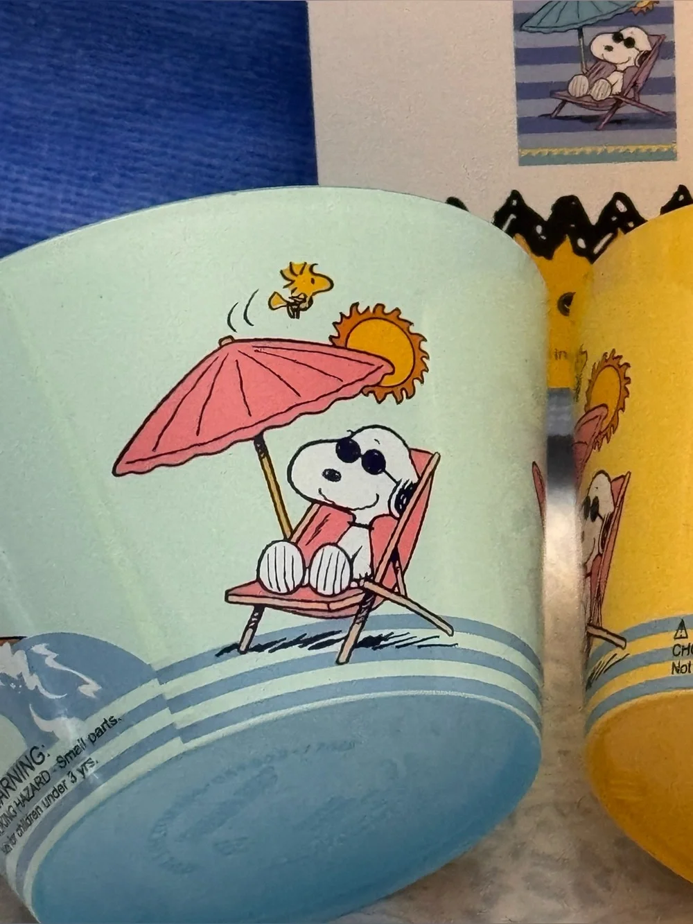 Peanuts Snoopy Beach Pool Bath Towel, 2 snack bowls & 16 oz Straw Bottle B